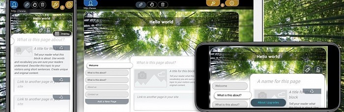 En av de sjeldne nettstedbyggerne som tilbyr samme funksjonalitet på datamaskiner, telefoner og nettbrett
